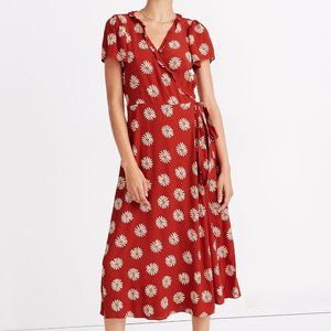 Madewell Ruffle-Edge Wrap Midi Dress in Daisy Daydream